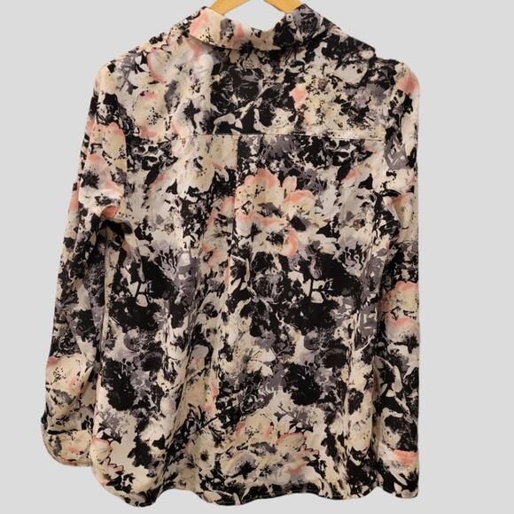 Talbots Two Way Long Sleeve Pocket Floral Blouse Size 10 - Picture 2 of 9